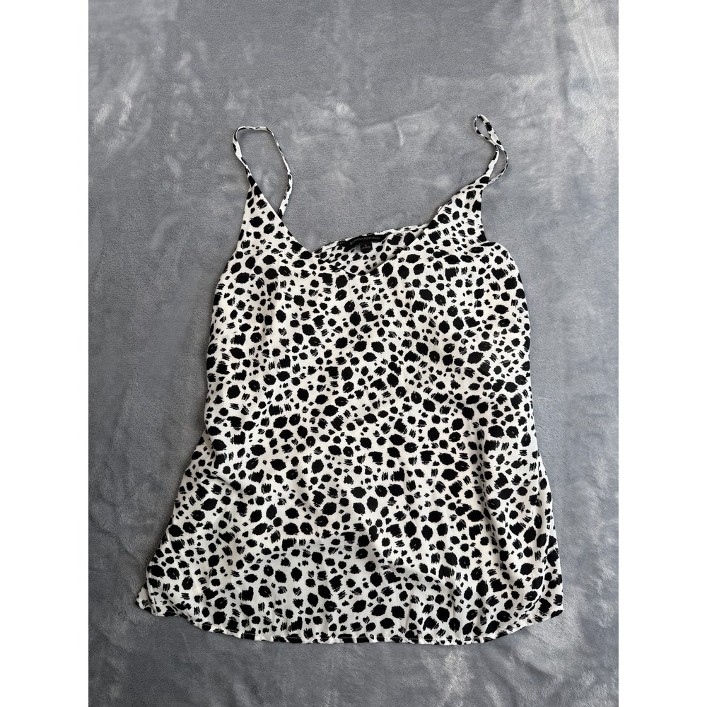 Banana Republic Cami Tank Top Women S Black White Animal Print Adjustable Straps